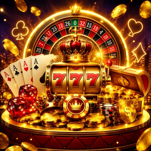 Mesa de cassino ao vivo com dealer e roleta no fundo escuro dourado